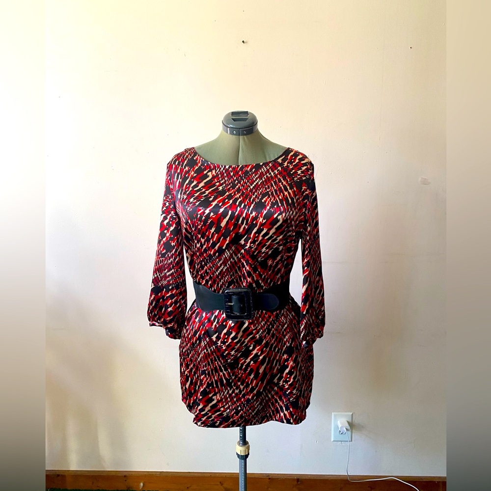 Covington Red and Black Patterned Tunic - Size XL